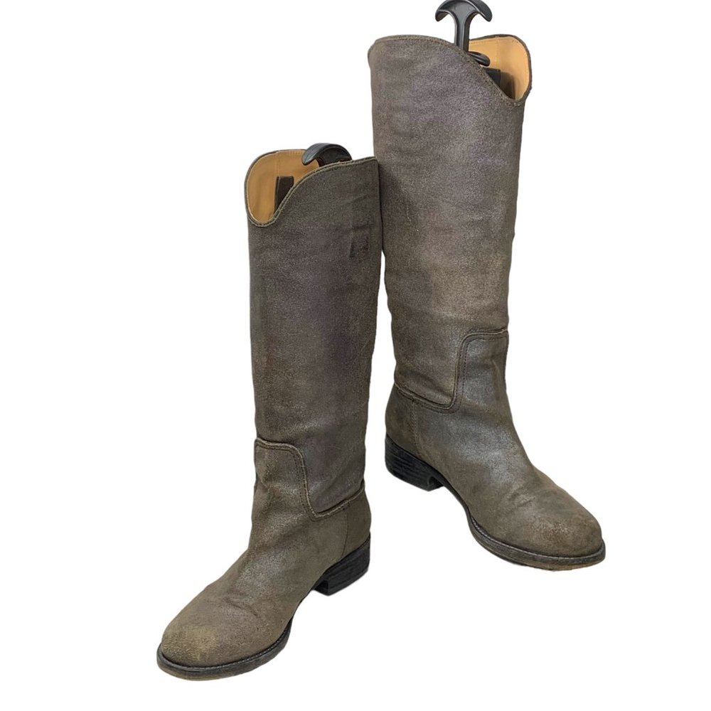 BELLE by Sigerson Morrison IMALI Solana Metallic Distressed Suede Riding Boots